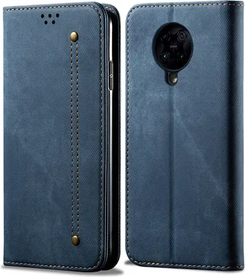 Produktbild von Xiaomi Poco F2 Pro Hülle, LaimTop Denim Leder Brieftasche Magnetverschluss Flip Bookstyle Schutzhülle mit Standfunktion für Xiaomi Poco F2 Pro Xiaomi Poco F2 Pro Blau