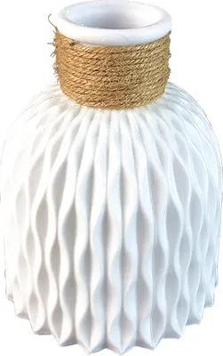 Produktbild von Kunststoffvase für Blumen, langlebige, moderne dekorative Blumenvase für Wohnzimmer, Büro, Hochzeitsdekoration – Weiß
