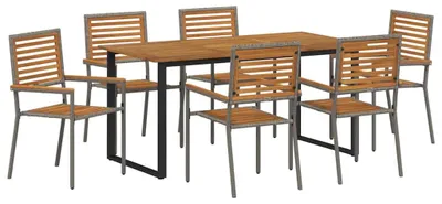 Immagine prodotto di vidaXL Set da pranzo da giardino, 7 pezzi, grigio, legno massello di acacia
