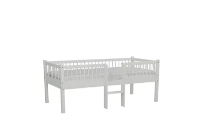 Produktbild von VIPACK - FORREST Buche Junior-Spielbett 90x200 cm, inkl. Lattenrost und Leiter, Buche massiv weiß lackiert