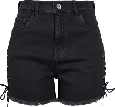Produktbild von Urban Classics Hotpant Damen Ladies Highwaist Denim Lace Up Short schwarz 31