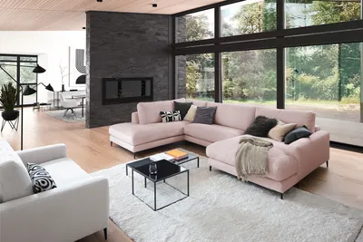 Produktbild von KAWOLA Sofa CARA Wohnlandschaft U-Form Cord rosa Longchair rechts