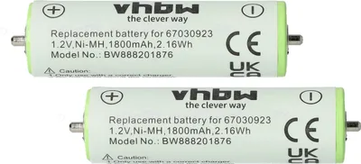Produktbild von vhbw 2x Akku kompatibel mit Panasonic ERGY10CM, ERDGP72, ERGY10CM503, ER1611, ER-1611, ER203, ER389, ER204 Rasierer (1800 mAh, 1,2 V, NiMH)