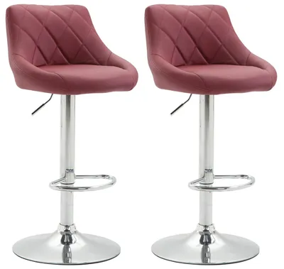 Produktbild von 2er Set Barhocker HLO-CP30 Kunstleder  bordeauxrot