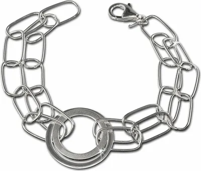 Image de SilberDream Bracelet dames anneaux argent sterling mat 18,5cm argent SDA419