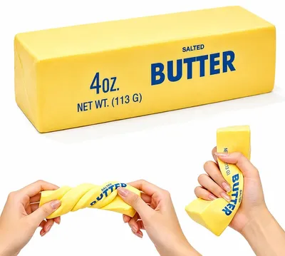 Produktbild von Butter Squishy Quetschspielzeug – gelbes Toy in Butter-Optik