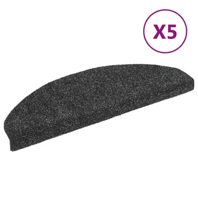 Immagine prodotto di vidaXL Tappetini per gradini Autoadesivi 5 pezzi 65x21x4 cm Grigio scuro Semicircolare Grande
