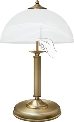 Produktbild von Messing Tischleuchte praktisch Kettenschalter Goldpatina 49cm Ø30cm 2x E14 80W Wohnzimmer Schlafzimmer Büro Leselampe handgefertigt