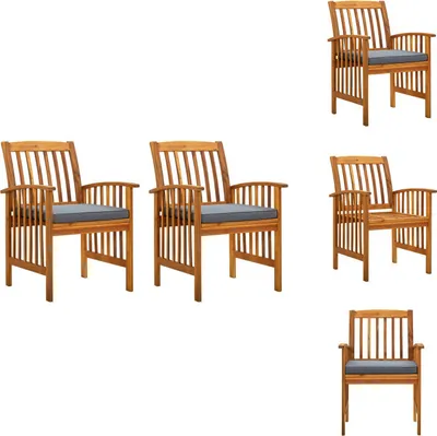Image de vidaXL Chaises de jardin 2 pièces avec coussins en bois massif d'acacia - Chaises de jardin