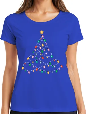 Produktbild von Lichterkette Tannenbaum - Weihnachten Weihnachtsgeschenk Christmas Damen T-Shirt, Blau, L