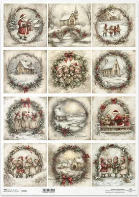 Produktbild von Reispapier für Decoupage A3 - Weihnachtsmann, Kinder, Girlanden, Ansichten, Weihnachten - R1505L - Itd Collection