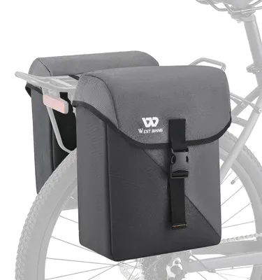 Image de Sacoche de vélo 35L - Double sacoche de porte-bagages arrière - Sacoche de vélo étanche - Sacoches latérales - Polyester - Gris foncé