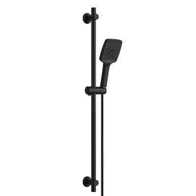 Immagine prodotto di Set JOHO con asta doccia, doccetta, tubo flessibile e supporto; asta doccia in acciaio inossidabile da 100 cm, adatta ai fori già presenti, nero