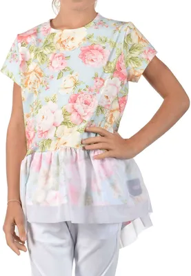 Produktbild von Mädchen Tunika mit Volant und Tüll 30366 Hellblau Rose 104/110
