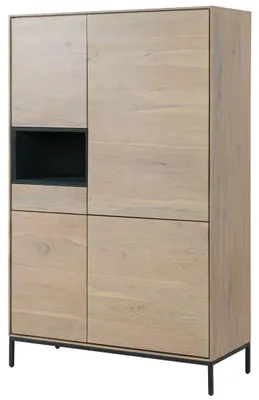 Produktbild von MASSIVMOEBEL24.DE Highboard Akazie 111x45x175 grau-weiß geölt CHICAGO #09