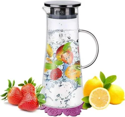 Produktbild von Famanu Glaskaraffe 1,5 Liter - Handgemachte Wasserkaraffe aus Borosilikatglas
