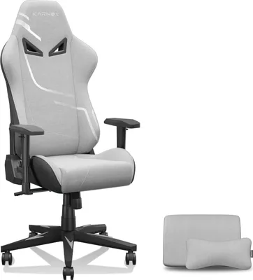 Image de Fauteuil de gaming ergonomique, revêtement en tissu, design racing, réglable en hauteur, dimensions : 55 x 50 x 132 cm, couleur : gris clair