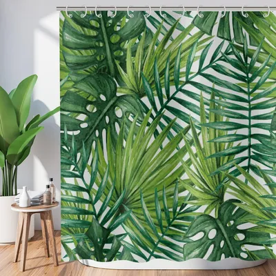 Obrázek produktu pro Záclona do sprchy s motivem tropických listů, rozměry 180 x 220 cm