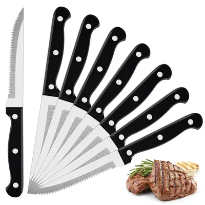 Obrázek produktu pro Sada nožů na steak, 8 kusů, stříbrná a černá barva