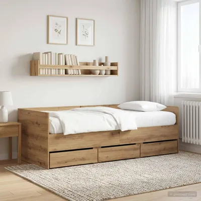 Image de Maison Exclusive - Lit de jour avec tiroirs, fabrication artisanale, en bois d'érable