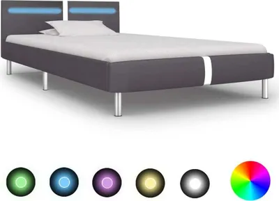 Produktbild von Bettgestell mit LED Grau Kunstleder 90x200 cm