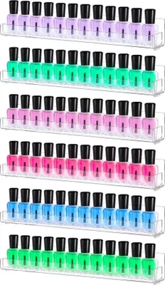 Productafbeelding van Acrylnagellakrekken met 72 vakken, voor wandmontage, met antislip voetjes, nagellakhouder voor georganiseerde opslag