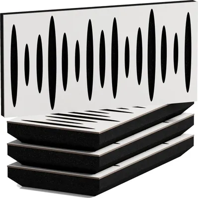 Immagine prodotto di Confezione da 4 – Pannello acustico diffusore fonoassorbente stretto | 25x50 cm | Diffusione – Riflessione – Isolamento acustico | Spessore – Colore: [33 mm | Bianco]