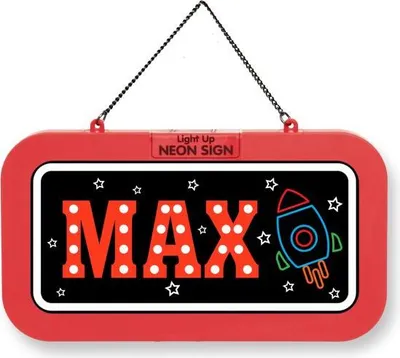 Produktbild von LED Leuchtschild Neonschild mit Namen , Leuchtende Wanddekoration mit Batterie, 18,7x10,3x1,6cm -  Max