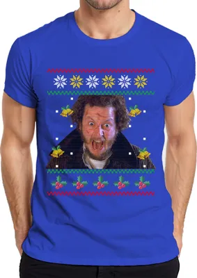 Produktbild von Marv Kevin Allein Zuhause - Weihnachtsgeschenk Ugly Christmas Sweater Weihnachten Herren T-Shirt, Blau, 3XL