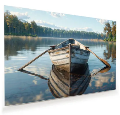 Produktbild von Glasbild 60x40cm in XXL für Wohnzimmer, Schlafzimmer Motiv Boot auf See