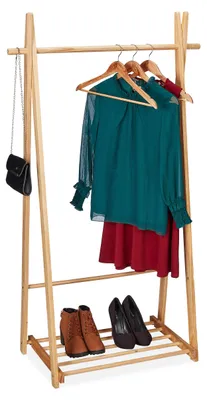 Kleiderständer mit Schuhregal, freistehend, 153x87,5x45 cm, Holz