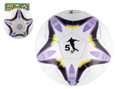 Obrázek produktu pro Míč fotbalový nafouknutý šitý 23cm fialovobílý v síťce