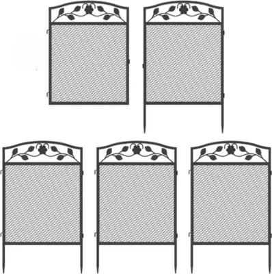 Immagine prodotto di Perkafzetting Nova – Recinzione da giardino – 300 x 110 cm – Per esterni – Metallo pesante – Barriera per animali domestici – 5 pannelli – Recinzione decorativa con chiusura di sicurezza
