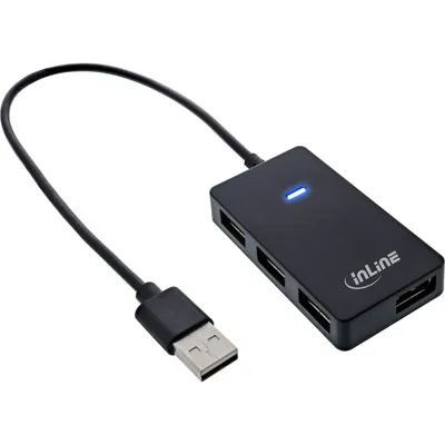 Immagine prodotto di InLine® 33293I Hub InLine® USB 2.0, 4 porte, nero, cavo 30 cm