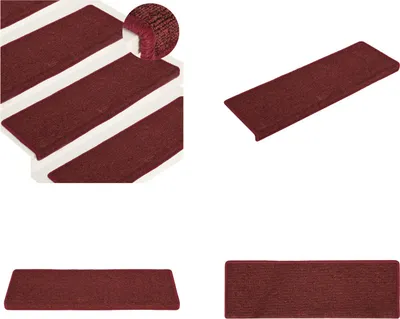 Image de vidaXL Tapis d'escalier 15 pcs. 65x21x4 cm Rouge mat - Tapis d'escalier - Tapis d'escalier - Tapis d'escalier