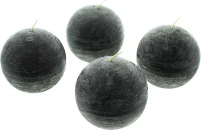 Produktbild von 4x Kugelkerze "Black" in schwarz, Ø ca. 8 cm, schwarze Kerzen, Wachs, Wachskerzen, Brenndauer 24 Stunden