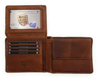 Produktbild von Jockey Club echt Leder Geldbörse Portemonnaie Vintage mit RFID Schutz cognac
