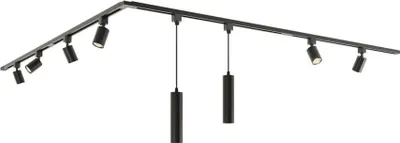 Image de HOFTRONIC - Kit système de rails 4 x 1 m 6 spots 2700K GU10 Noir IP20