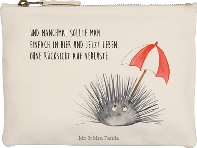 Produktbild von Mr. & Mrs. Panda Mäppchen Seeigel Größe M - Weiß - Geschenk, Achtsamkeit, Selbstliebe, kosmetiktäschchen, Pouch, Federtasche, Leben, pencil case, Selbstakzeptanz, Lebe