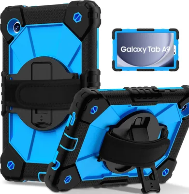Obrázek produktu pro Pouzdro pro Samsung Galaxy Tab A9 2023 8,7 palec SM-X110/X115/X117, pouzdro na tablet s 360° otočným popruhem na ruku a stojánkem černé modré
