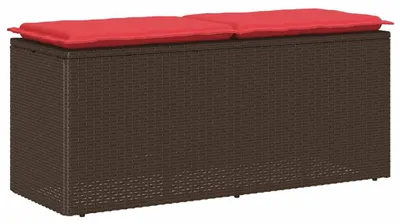 Image de vidaXL Banc de jardin avec coussins Marron 110x40x44 cm Poly rotin