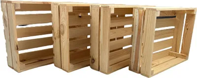 Produktbild von 4er Set Holzkiste Dekokiste für Obst oder Gemüse Aufbewahrungskiste Regalkiste naturbelassen 40x30x12 cm