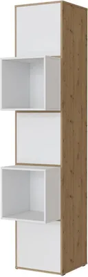 Produktbild von SMARTBett Standregal, Würfelregal  für Wohnzimmer, Kinderzimmer, Schlafzimmer und Büro |  Regal Wildeiche + 3 Türen und 2 Würfel Weiss