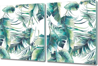 Produktbild von Herd-Abdeckplatte Glas Schneidebrett Ceranfeld-Abdeckung - 2x 40x52 cm - Palmblatt