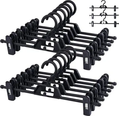 Produktbild von Famanu Hosenbügel mit Haken, platzsparend, rutschfest, Kunststoff, 12er Pack