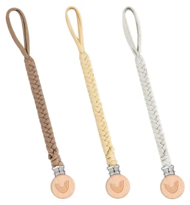 Produktbild von Schnullerkette aus Baumwolle, Clip für Schnuller, Halteriemen für Trinkbecher, geeignet für Kinderwagen, Babytrage und Autositz (3er Pack)