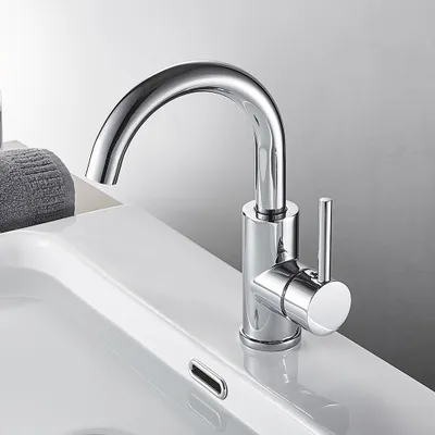 Obrázek produktu pro Koupelnová baterie Auralum, 360° otočná baterie pro umyvadlo v koupelně, jednopáková koupelnová baterie pro umyvadlo - chrom