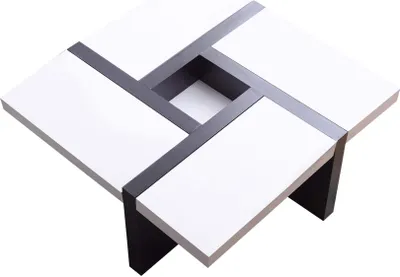 Image de Rebecca Mobili Table basse, forme carrée en MDF noir et blanc
