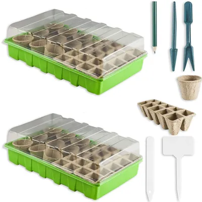 Produktbild von 2 Gewächshaus Komplett Set Mini Zimmergewächshaus Anzucht Treibhaus Pflanzentopf