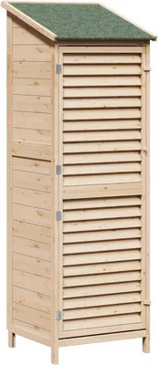 Imagen del producto de Casa de jardín de madera de abeto con techo de asfalto, dimensiones: 59 x 56 x 176 cm